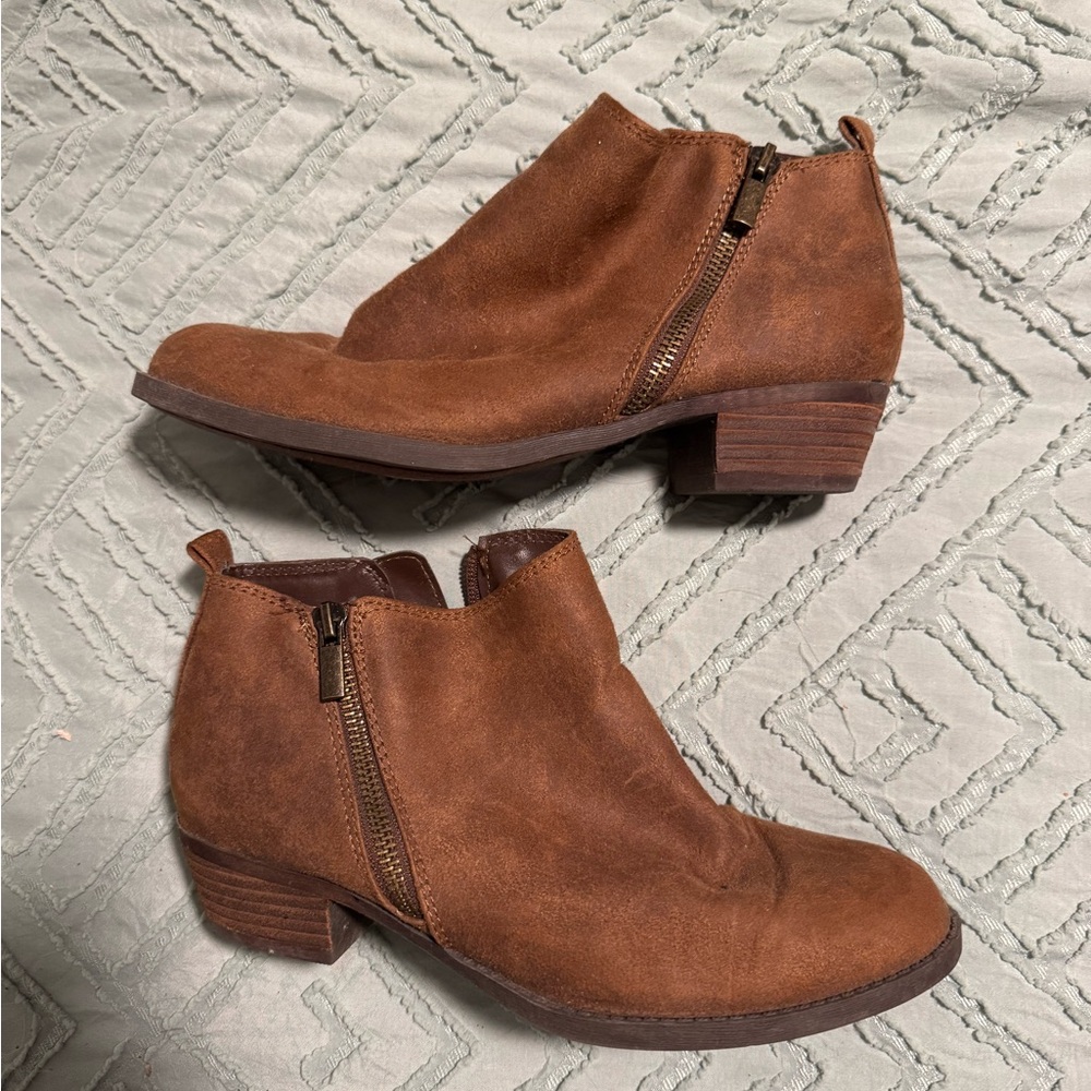 Rich Brown Suede Ankle Boots with Low Heel